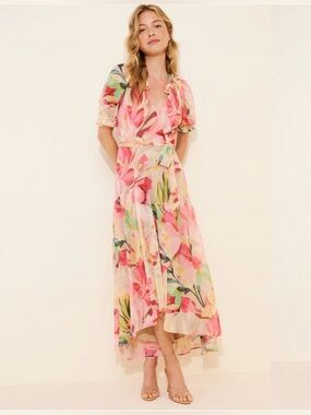 hutch chiffon long-sleeve maxi dress Hutch Cap Sleeve Maxi Dress